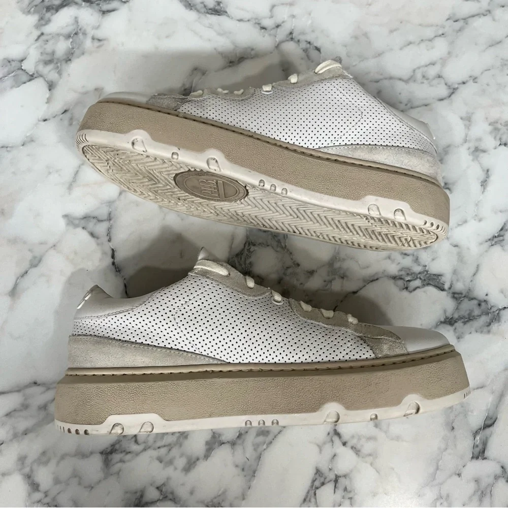P448 Aerial Sneakers Perforated White Leather Woman’s Size 38 US 7.5/8